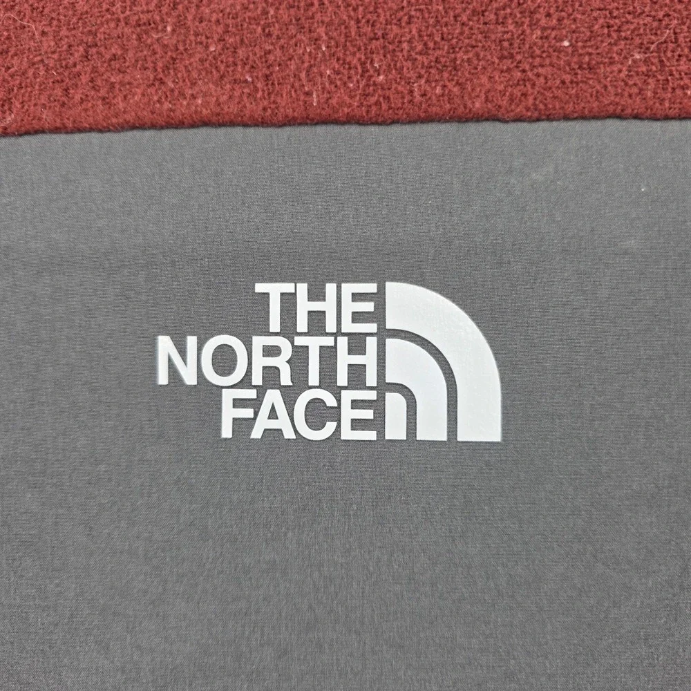 The North Face Mens Full Zip Fleece Jacket Burgundy Grey Large L Gorpcore Hiking